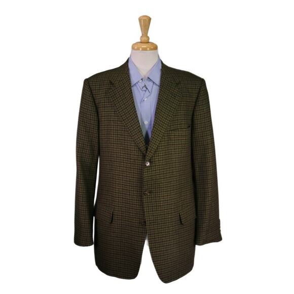 Eduard Dressler Green/Brown Knit Check 100% Cashmere by Zegna 3Btn Sportcoat 44R - Picture 1 of 11